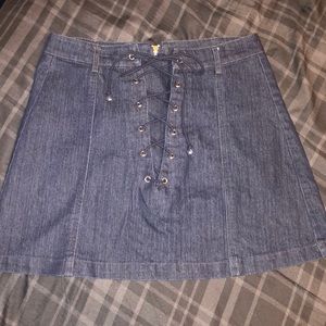 Dark denim lace up skirt